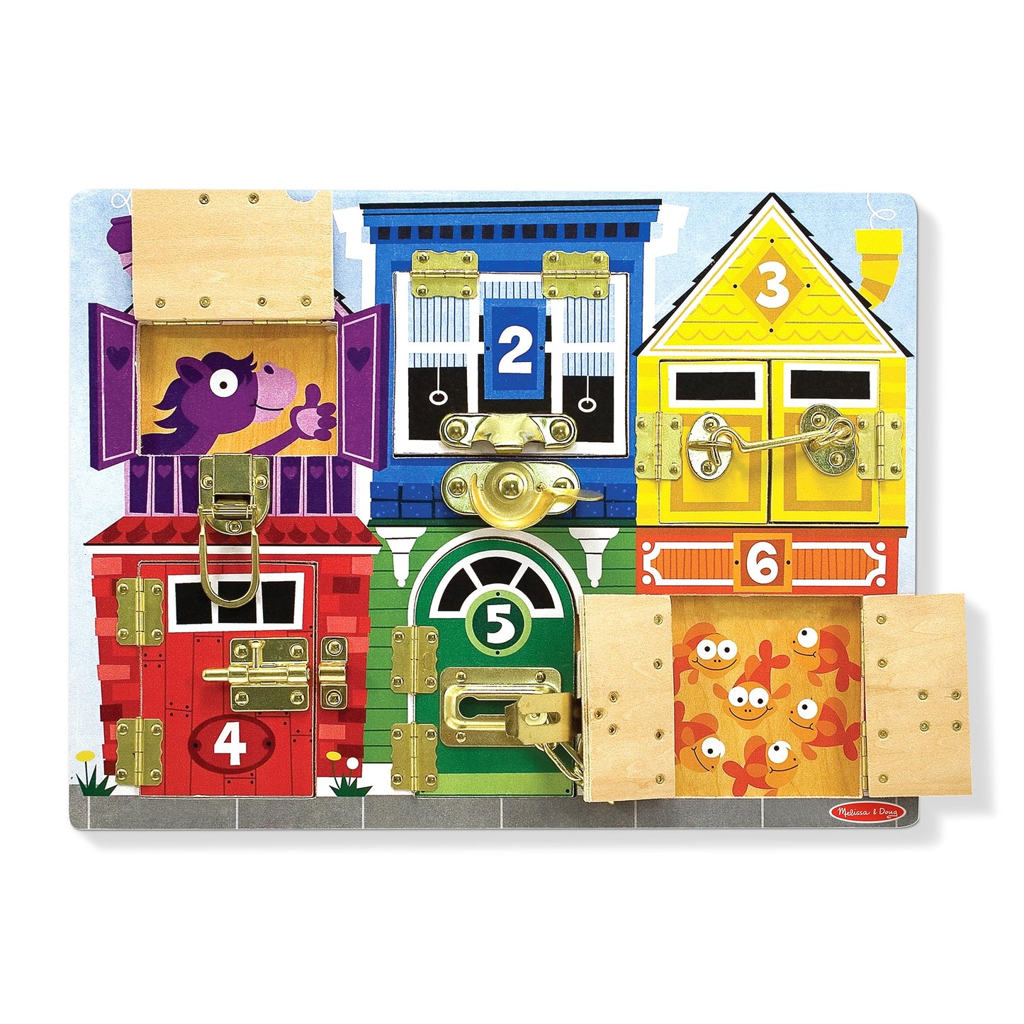Melissa & Doug Latches Wooden Activity Board - Montessori Busy Board for Preschool Toys, Sensory