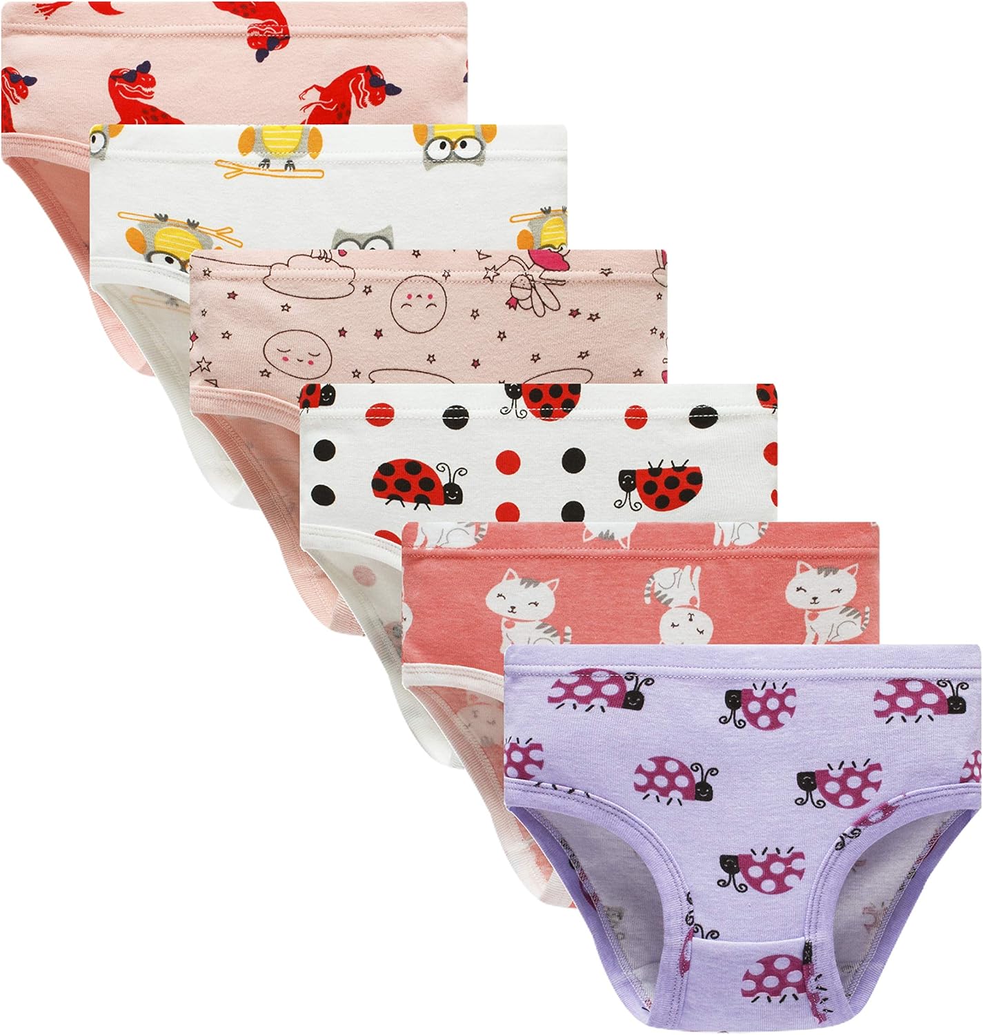 Cadidi Dinos Little Girls' Soft Cotton Underwear Kids Cool Breathable Comfort Panty Briefs Toddler