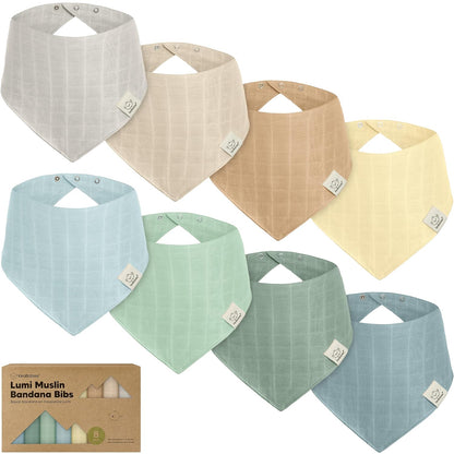 8-Pack Muslin Baby Bibs for Boys, Girls - Muslin Bandana Drool Bibs for Baby Girl & Boy, Drooling