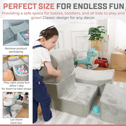 Foam Climbing Blocks for Toddlers 1-3 - Baby Climb and Crawl Activity Playset - Indoor Activity