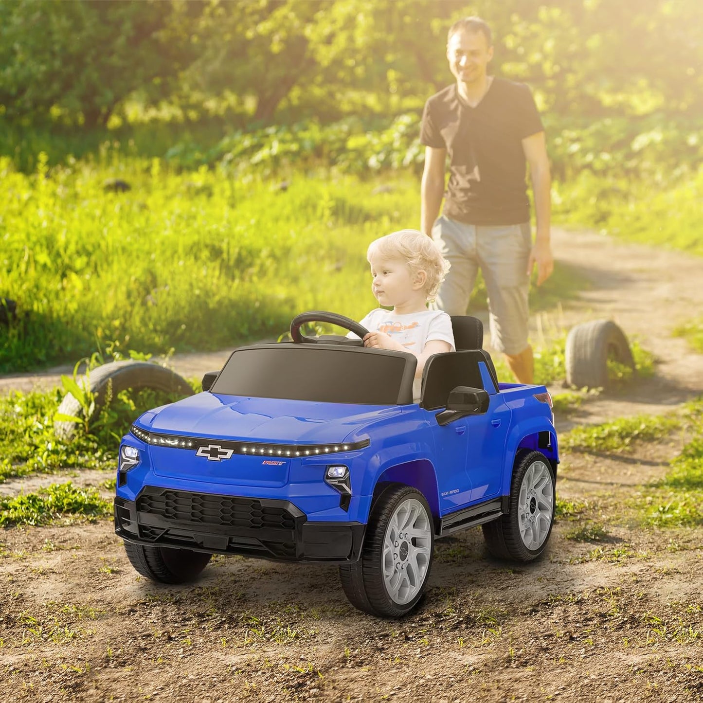 Qaba 12V Kids Ride on Truck, Chevrolet Silverado EV RST Licensed Electric Car with Parent Remote