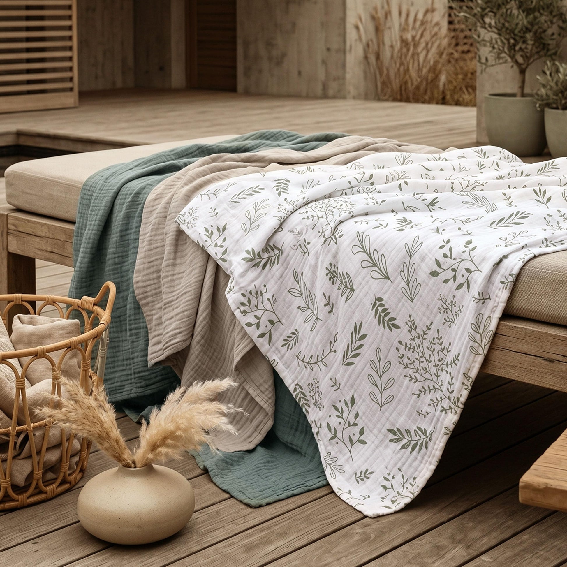 Muslin Swaddle Blankets for Newborn, 3 Pack Breathable Soft Receiving Blanket, Large 38 x 40 inches