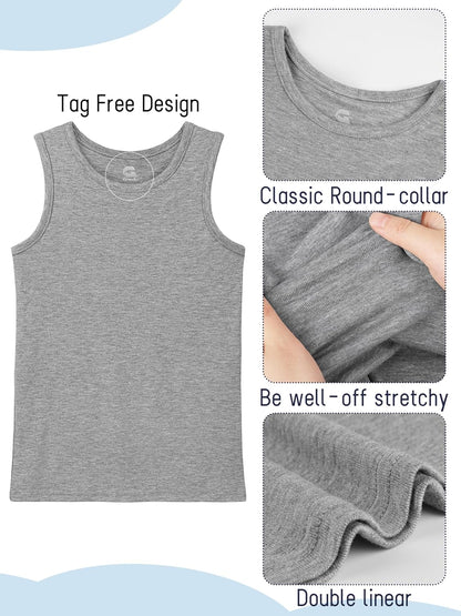 5 Pack Boys Tank Tops Boys Undershirts Kids Cotton Undershirts Tees Sleeveless Tank Tops Shirts for