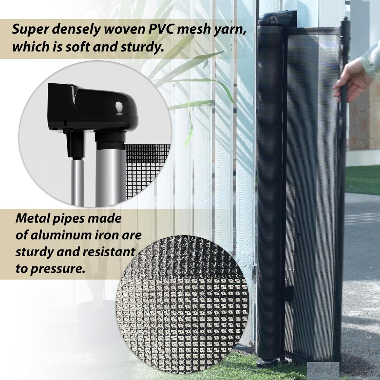150" Extra Wide Retractable Baby Gates Dog Gate for Large Opening, 41" Extra Tall Mesh Pet Gate