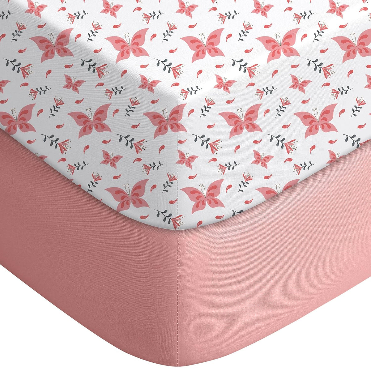 Yoofoss Pack and Play Sheets Fitted, Mini Crib Sheets 2-Pack for Pack N Play Mattress, Stretchy