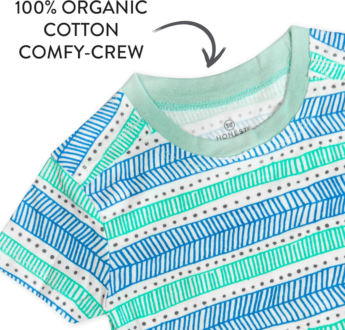 HonestBaby 5-Pack Short Sleeve T-Shirts 100% Organic Cotton Baby, Toddler, Little Kid, Boy, Girl
