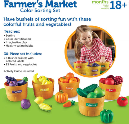 Learning Resources Farmer’s Market Color Sorting Set - 30 Pieces Age 18+ Months Toddler Learning