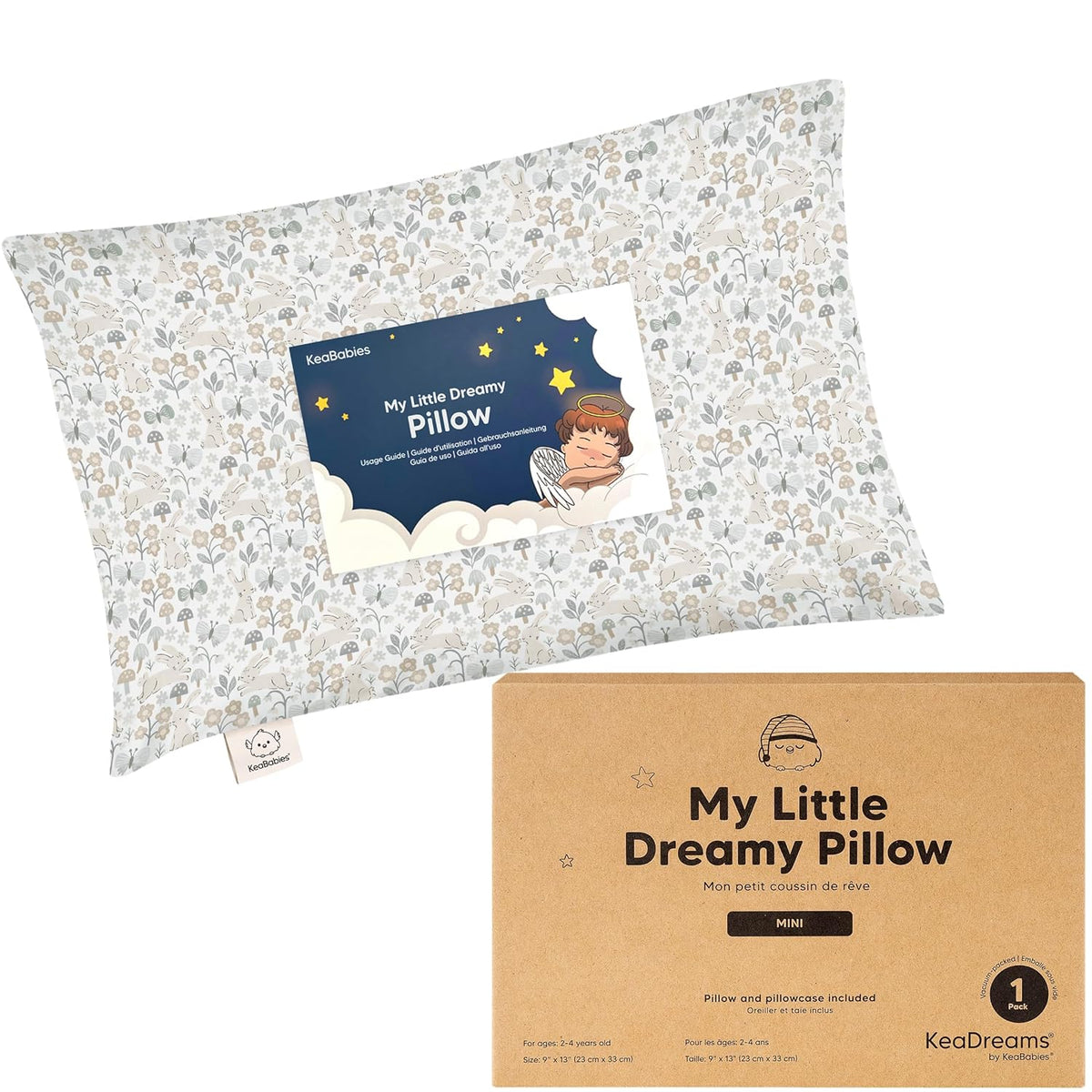 Mini Toddler Pillow with Pillowcase - 9x13 My Little Dreamy Travel Kids Pillow for Sleeping