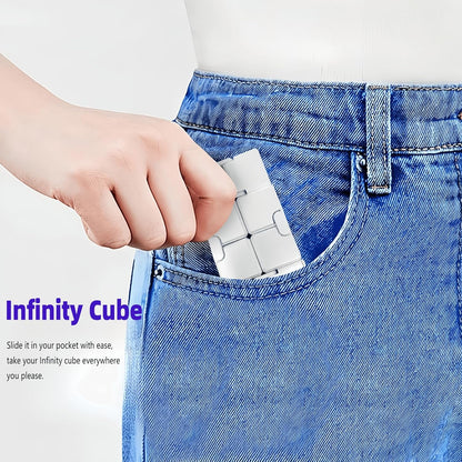 Metal Infinity Cube Fidget Toy - Aluminum Alloy Anti-Stress and Anxiety Finger Flip Cube for