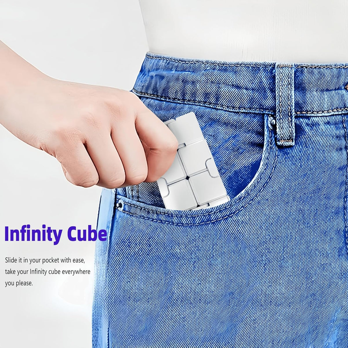 Metal Infinity Cube Fidget Toy - Aluminum Alloy Anti-Stress and Anxiety Finger Flip Cube for