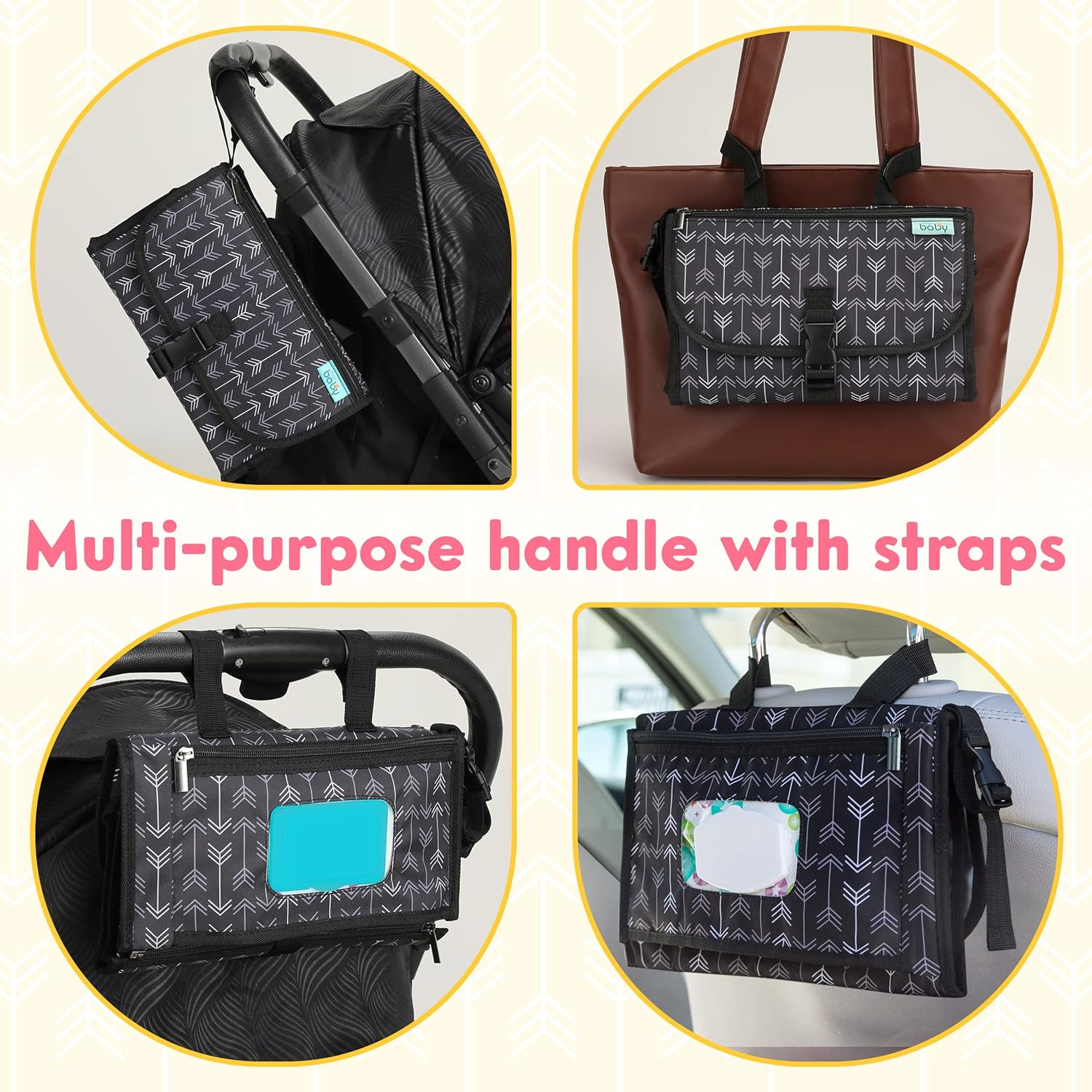 Kopi Baby Portable Diaper Changing Pad - Baby Diaper Changer Travel Bag with Wipes Pocket, Smart