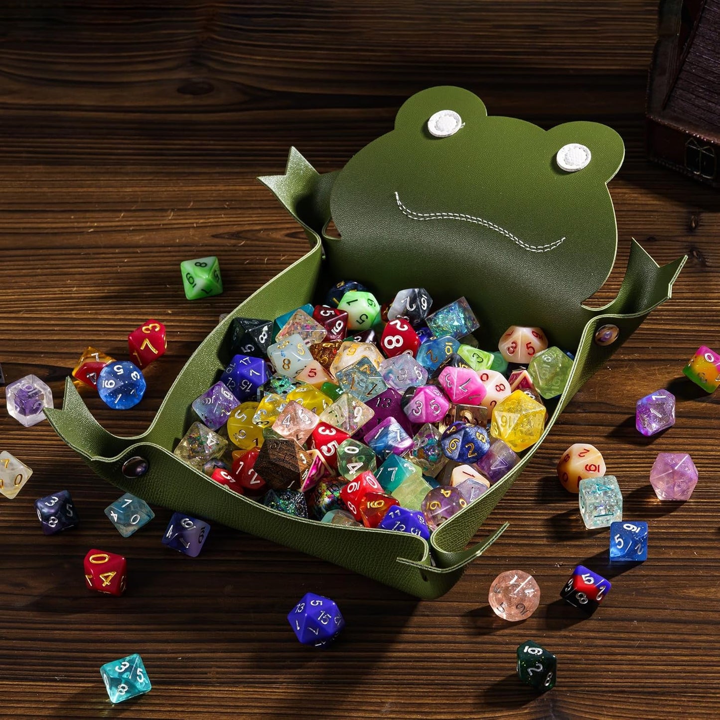 Frog Dice Tray, Foldable Dice Rolling Tray, Portable Storage Accessories Desk Organizer for DND
