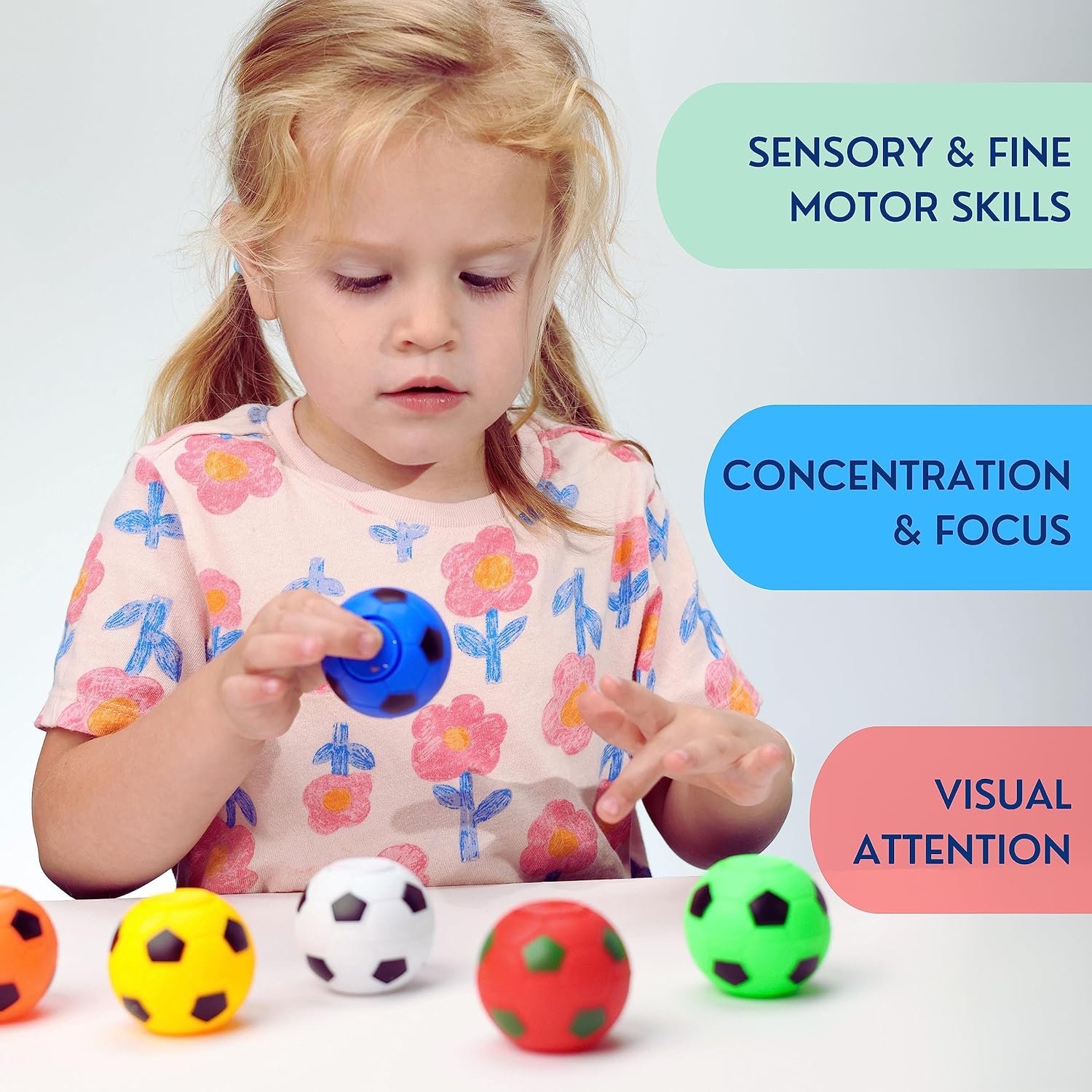 Entervending Fidget Spinners - 2 Inch Stress Balls in The Gift Box - 6 Pcs Soccer Party Favors for