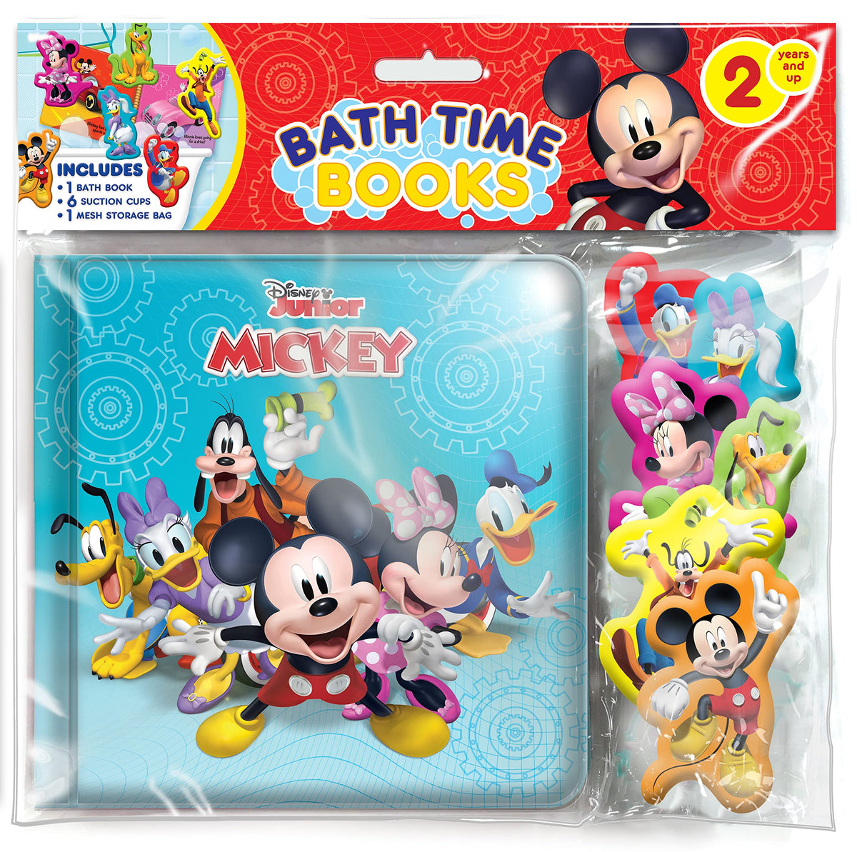 Disney Junior Mickey Bath Time Books - Activity Books for kids, Bath book, 6 Padded suction cups, 1