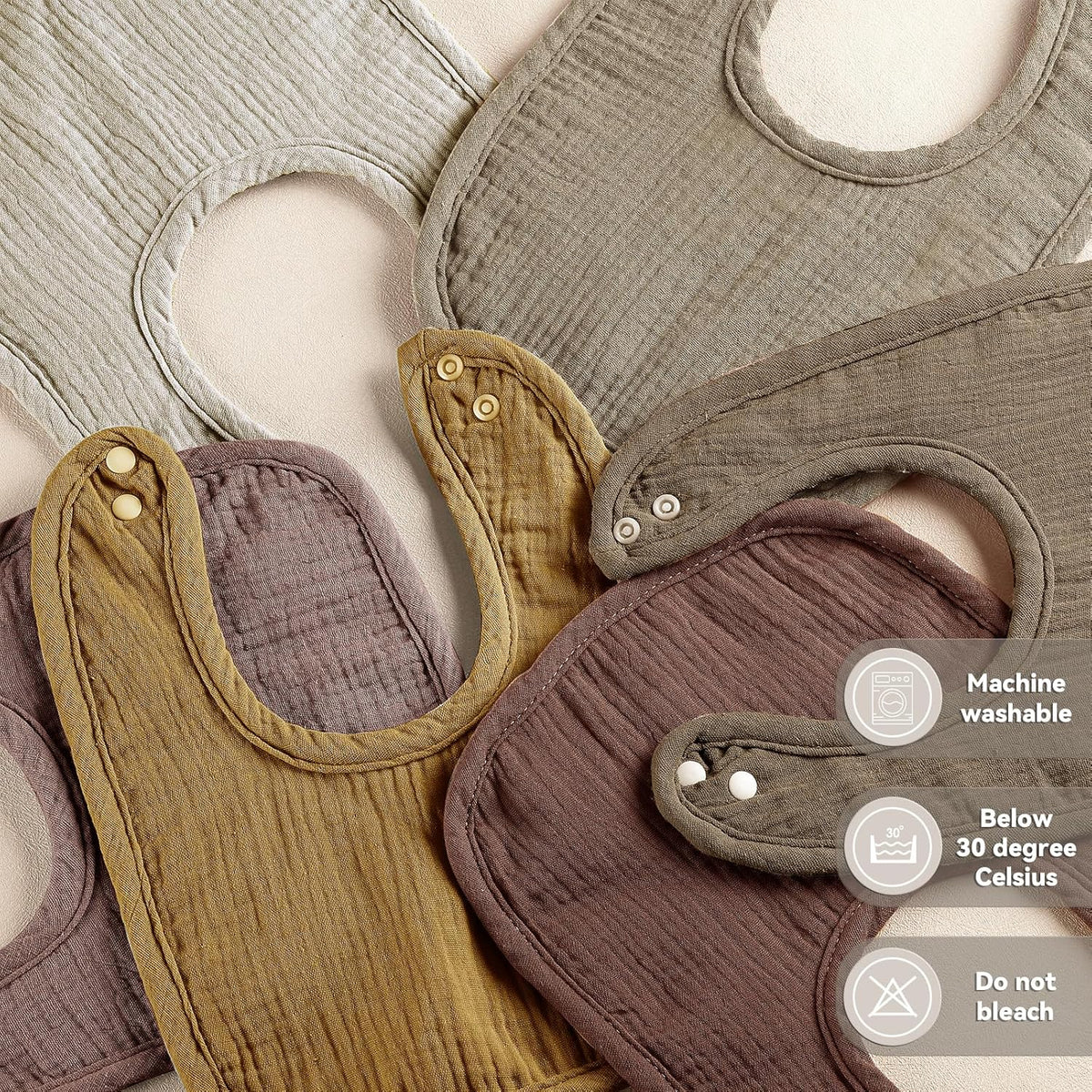 Muslin Baby Bibs for Unisex Boys Girls, Cotton Drool Bibs, Adjustable Newborn Bibs for Drooling and
