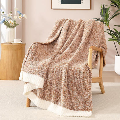 WRENSONGE Throw Blanket Cationic Dyeing Burnt Orange Soft Cozy Fluffy Warm Hand Made Throw Blankets