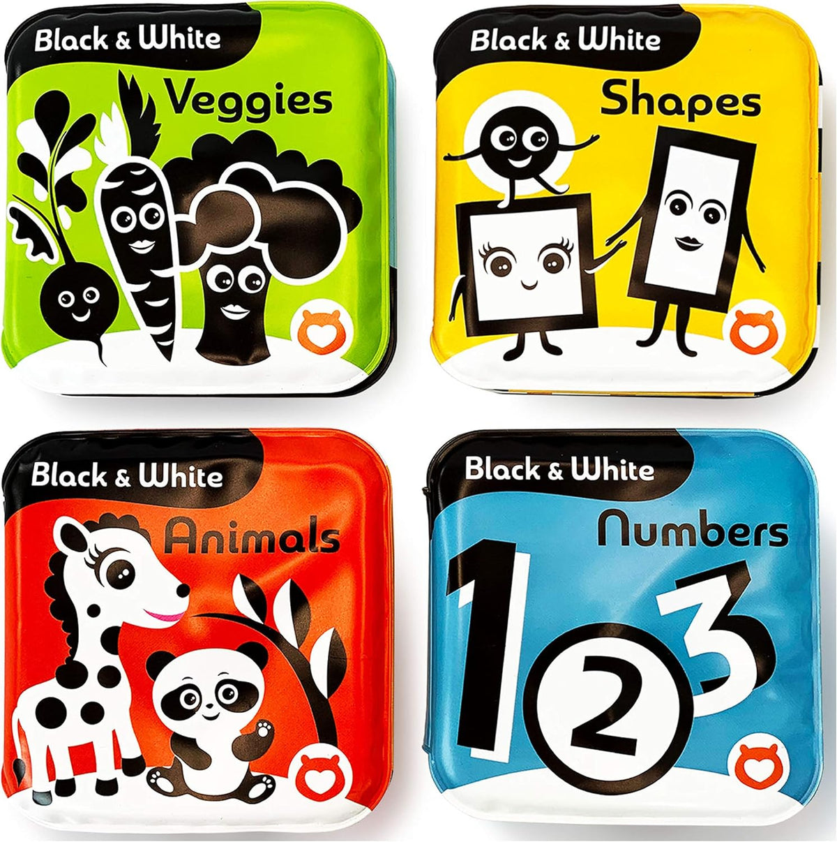 Floating Baby Bath Books – High Contrast Black and White Waterproof Bath Books for Babies 3+ Months
