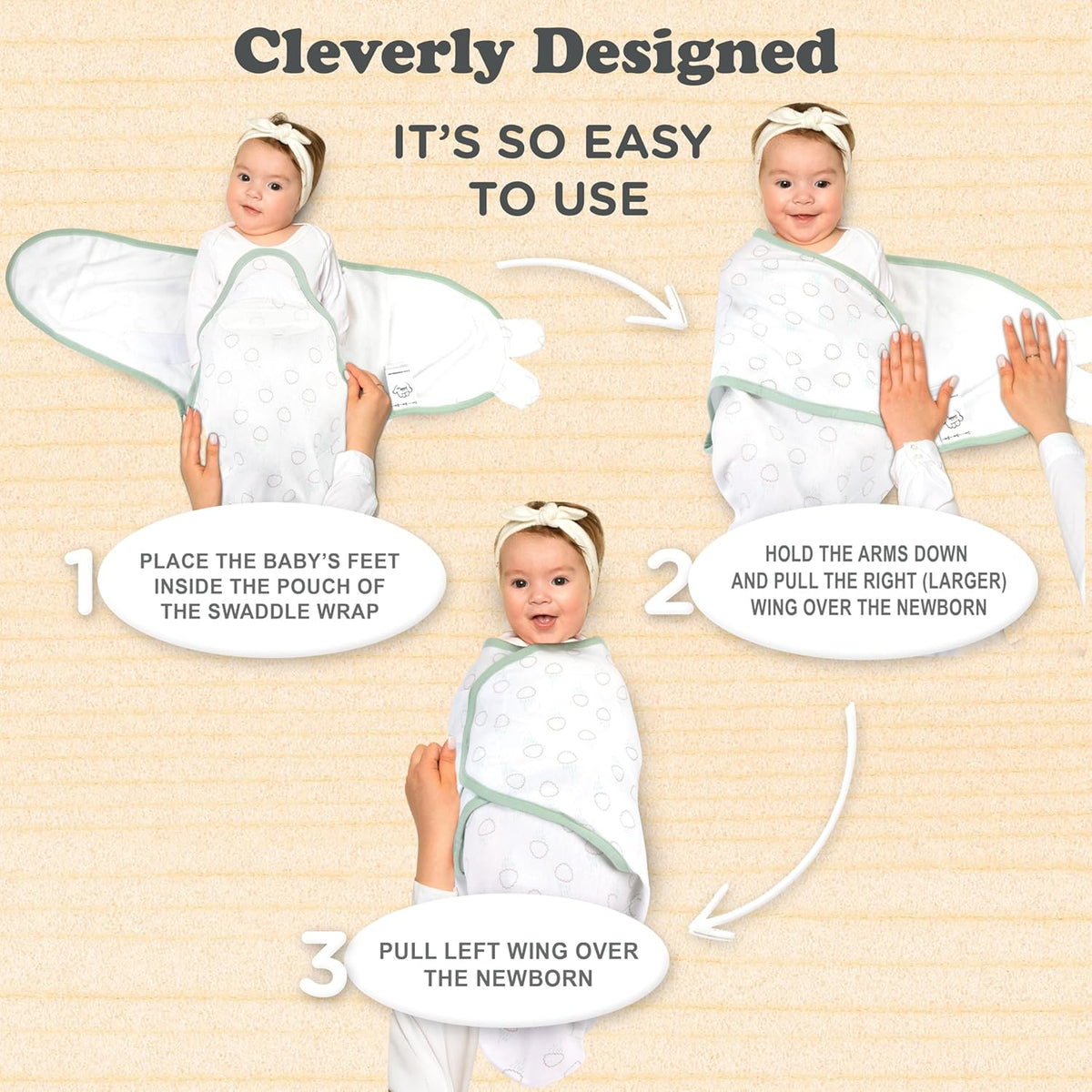 Bublo Baby Swaddles for Newborns – 3-Pack Infant Swaddles 0-3 Months – Adjustable Swaddle Sleep