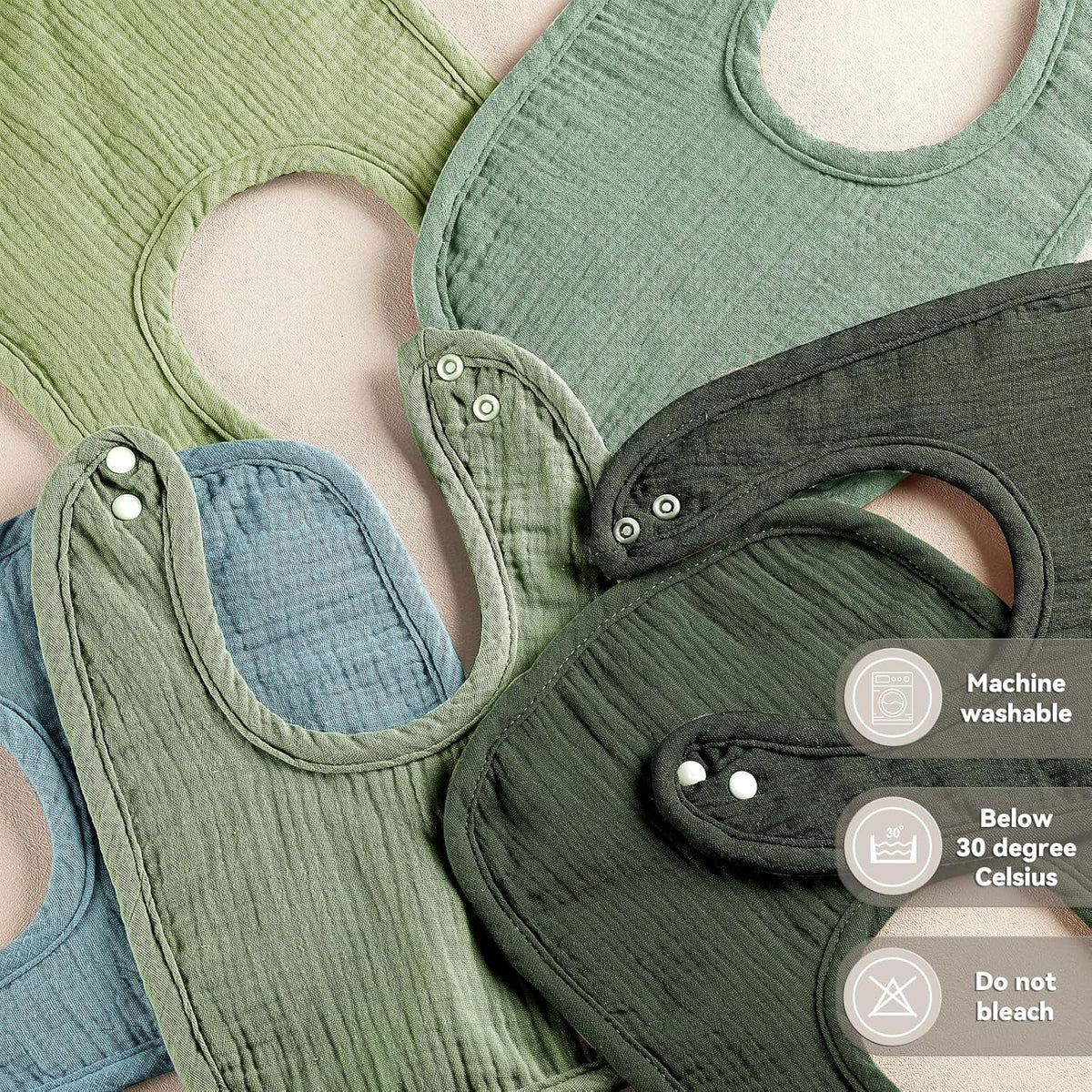 Muslin Baby Bibs for Unisex Boys Girls, Cotton Drool Bibs, Adjustable Newborn Bibs for Drooling and