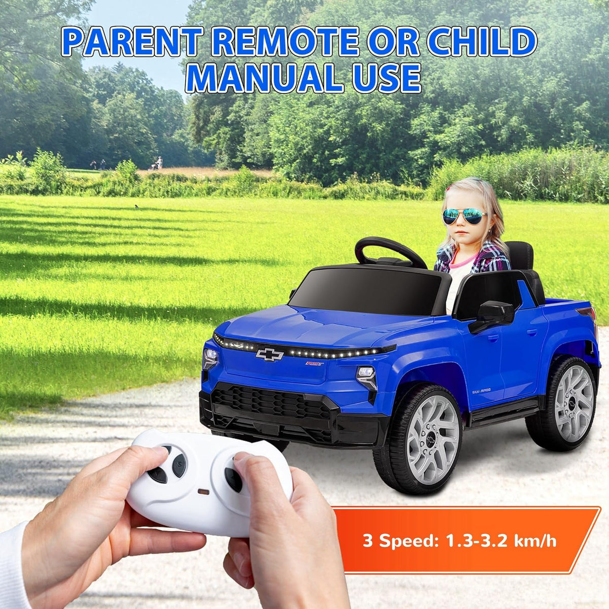 Qaba 12V Kids Ride on Truck, Chevrolet Silverado EV RST Licensed Electric Car with Parent Remote
