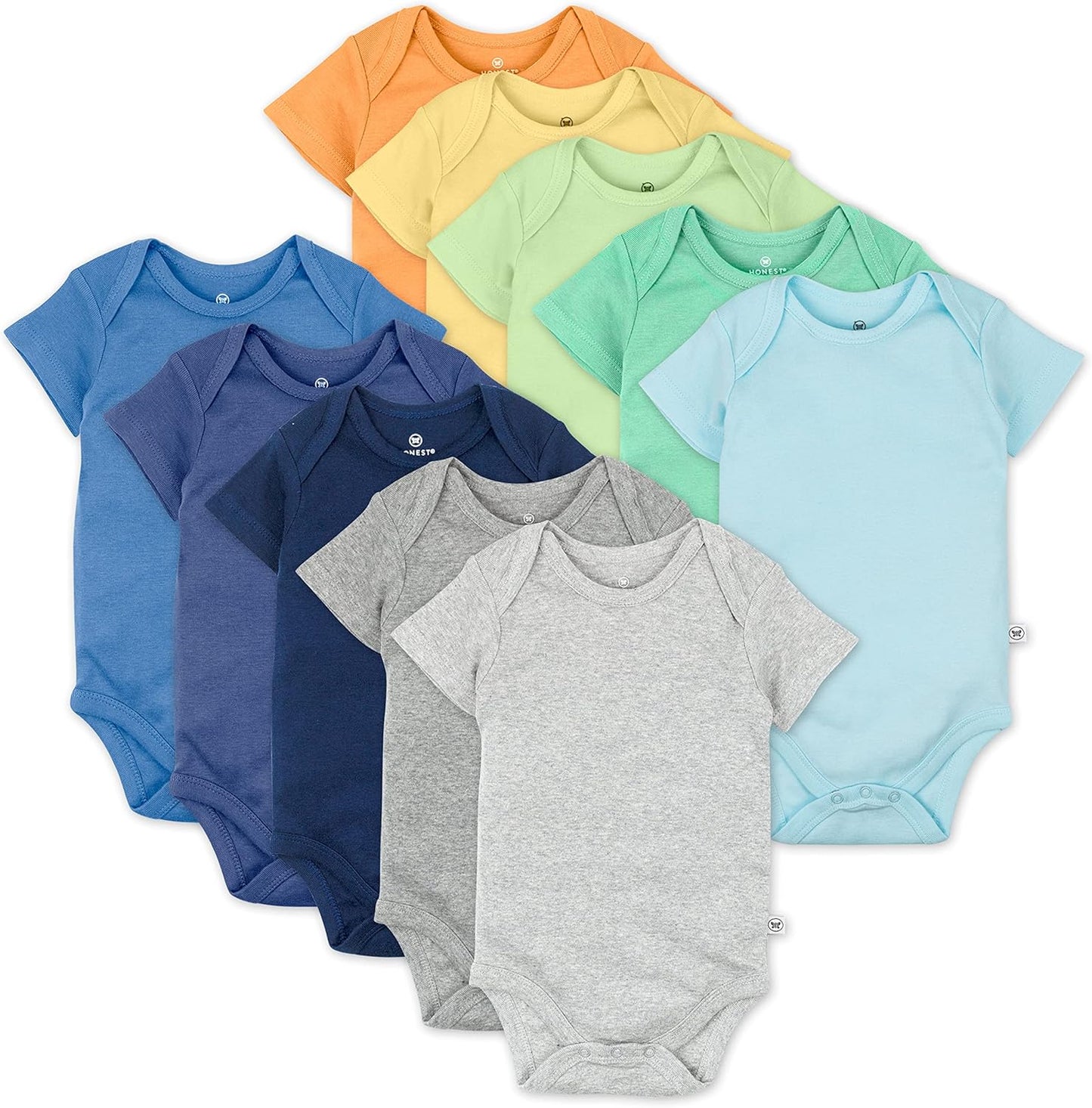 HonestBaby unisex-baby 10-pack Short Sleeve Bodysuits One-piece 100% Organic Cotton for Infant Baby