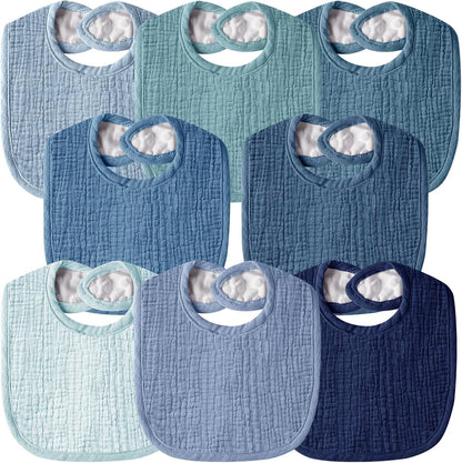 Muslin Baby Bibs for Unisex Boys Girls, Cotton Drool Bibs, Adjustable Newborn Bibs for Drooling and