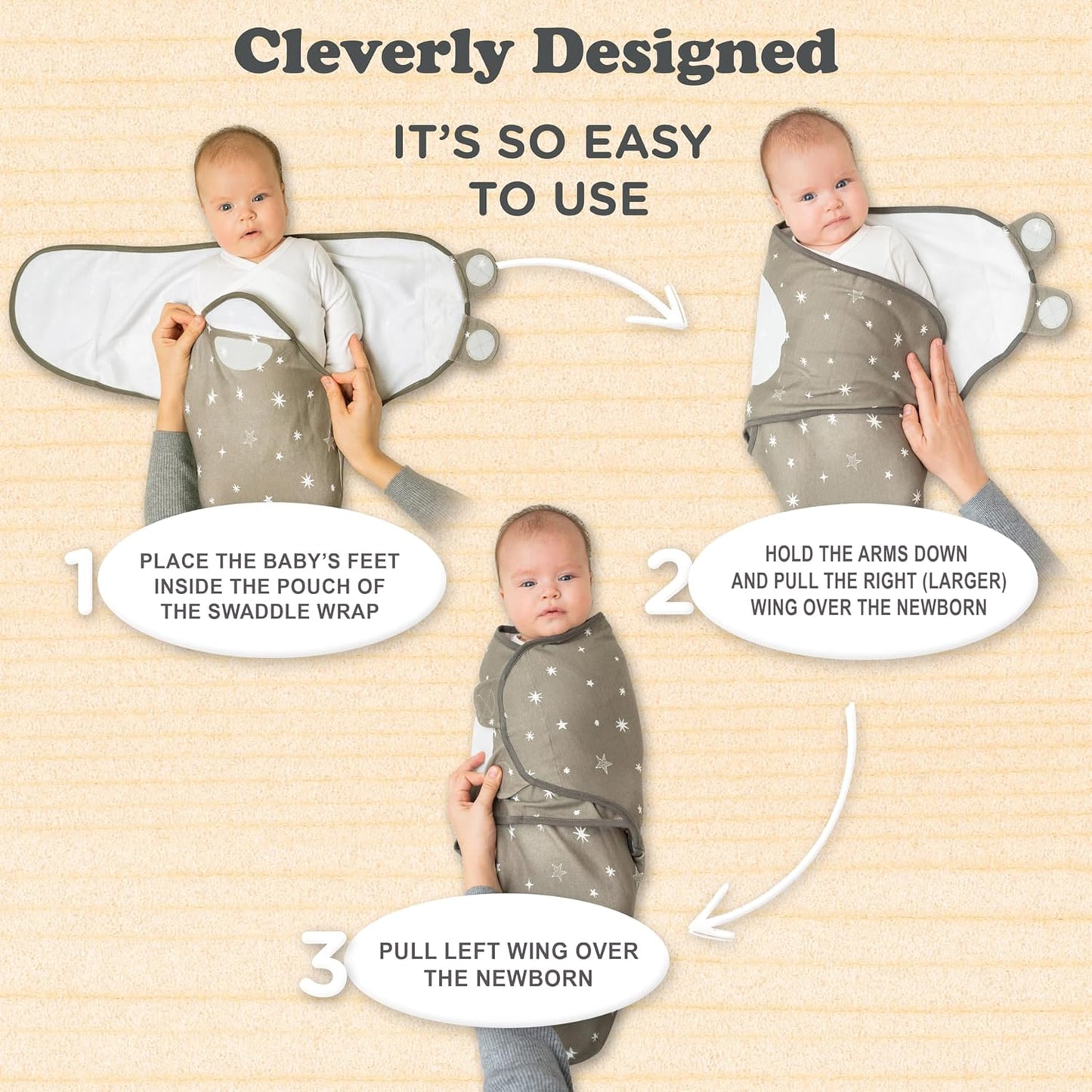 Preemie Swaddles 4-7 lbs - 3-Pack Premature Babies Swaddle Sleep Sack - Organic Cotton - Premature