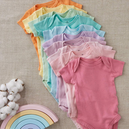 HonestBaby unisex-baby 10-pack Short Sleeve Bodysuits One-piece 100% Organic Cotton for Infant Baby