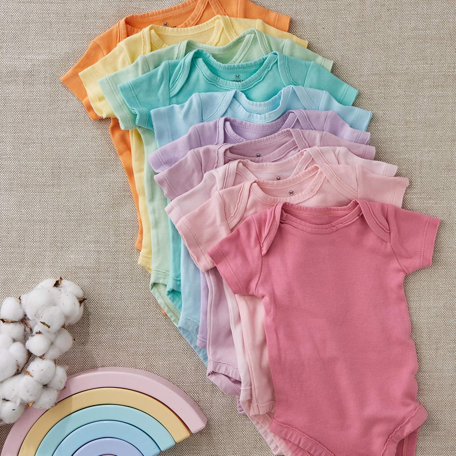 HonestBaby unisex-baby 10-pack Short Sleeve Bodysuits One-piece 100% Organic Cotton for Infant Baby