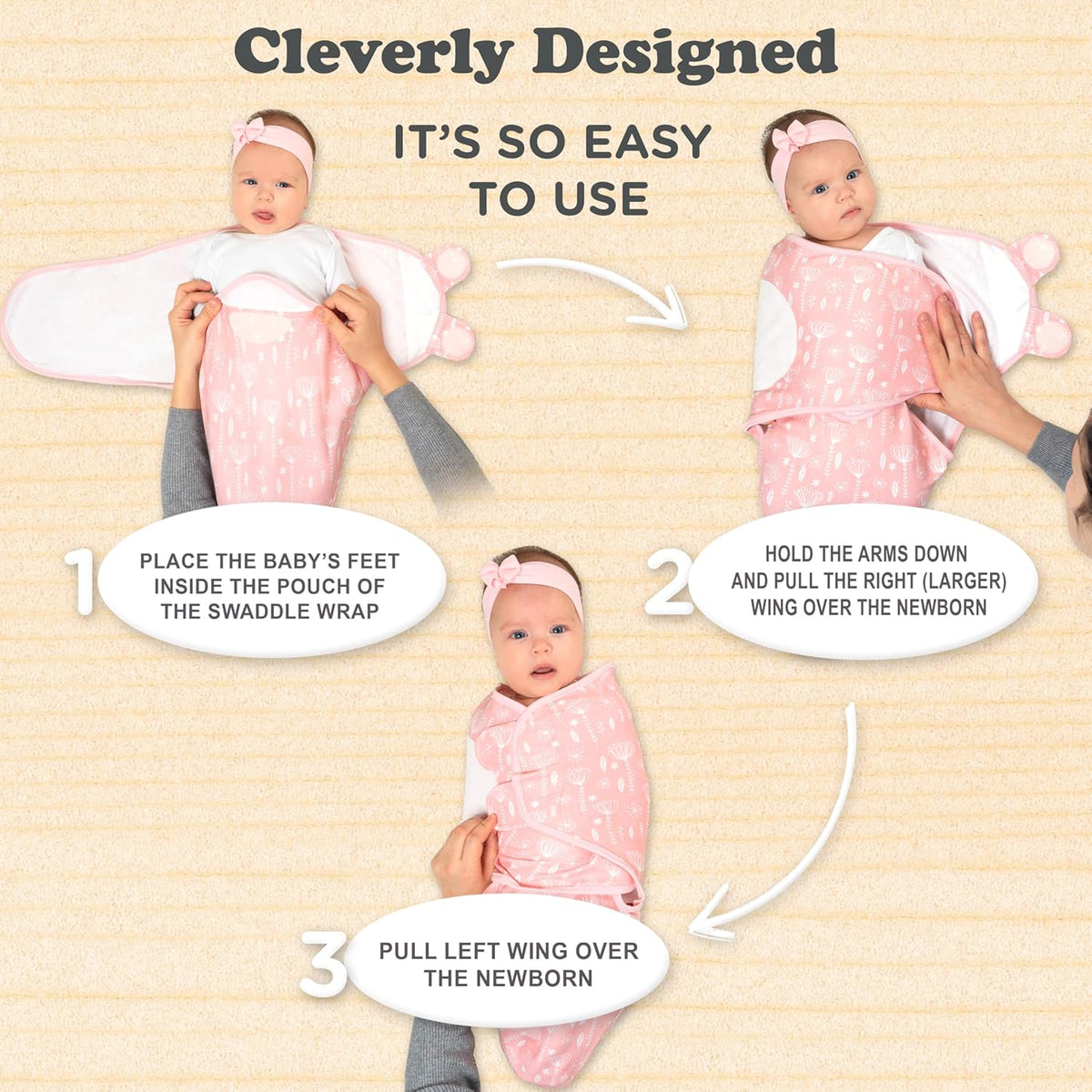 Bublo Baby Organic Preemie Swaddles 4-7 lbs - 3-Pack Premature Babies Swaddle Sleep Sack