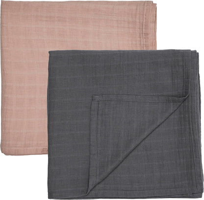 Swaddle - 100% Organic Cotton - Muslin Swaddle Blankets for Newborn, 47" x 47" 2-Pack (Blush/Soft