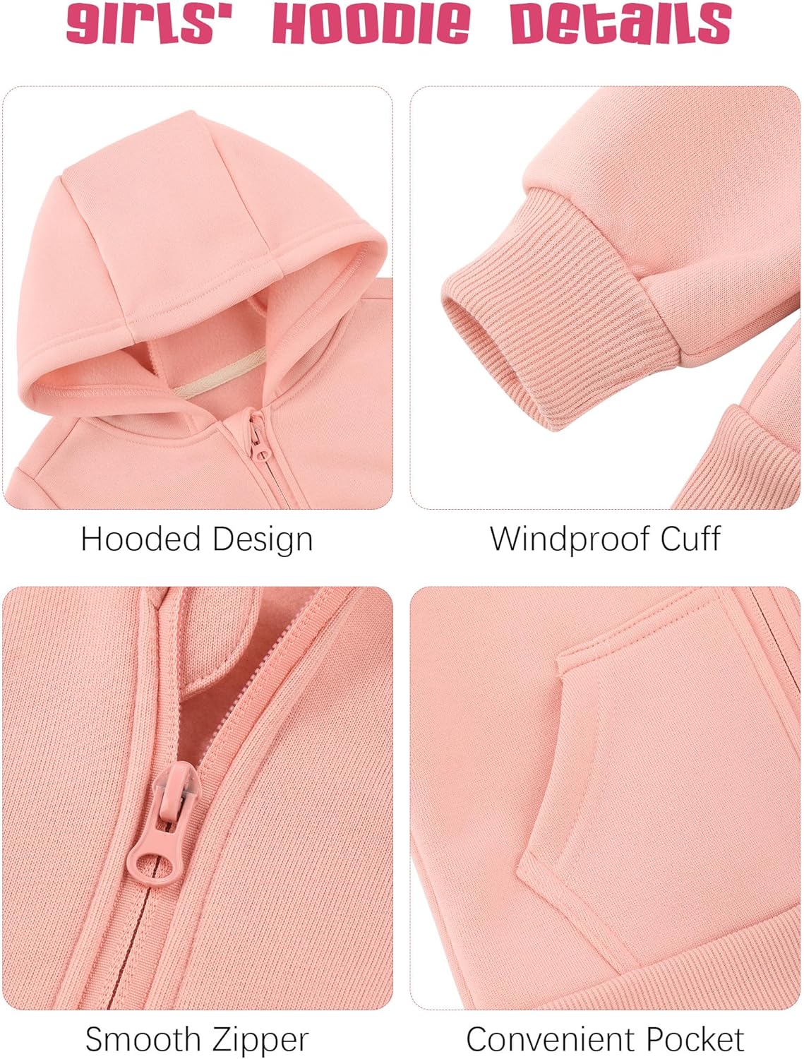 Cooraby 3 Pieces Baby and Toddler Girls Fleece Full-Zip Hoodies Lightweight Jacket with Pockets