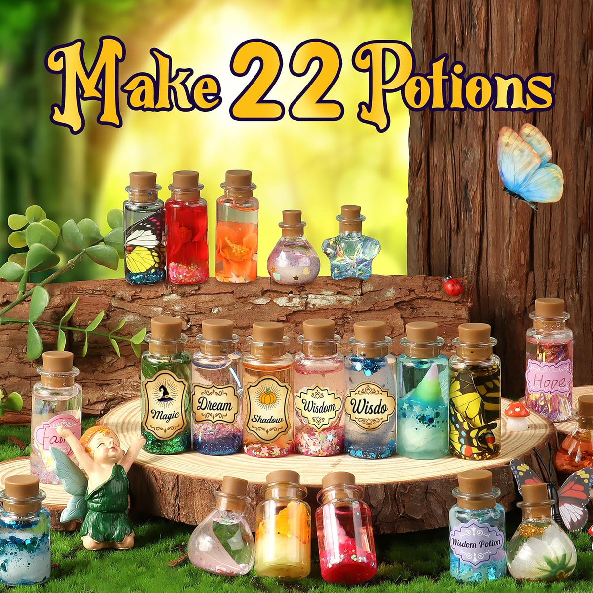 Fairy Magic Kit for Kids with 22PCS Potion Bottles, Potions Making Craft Kit - Gift for Christmas