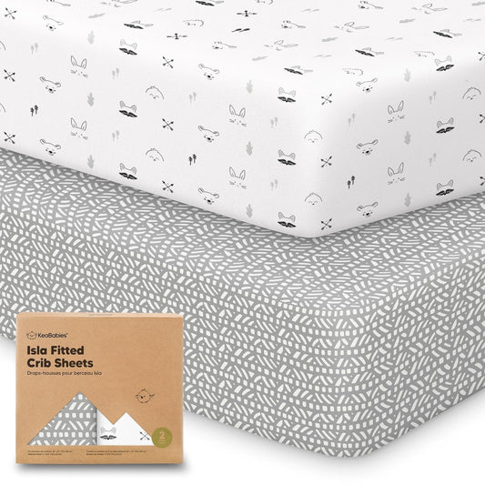 KeaBabies 2-Pack Baby Crib Sheets for Boys, Girls - 52x28 Viscose Derived from Bamboo Toddler Bed
