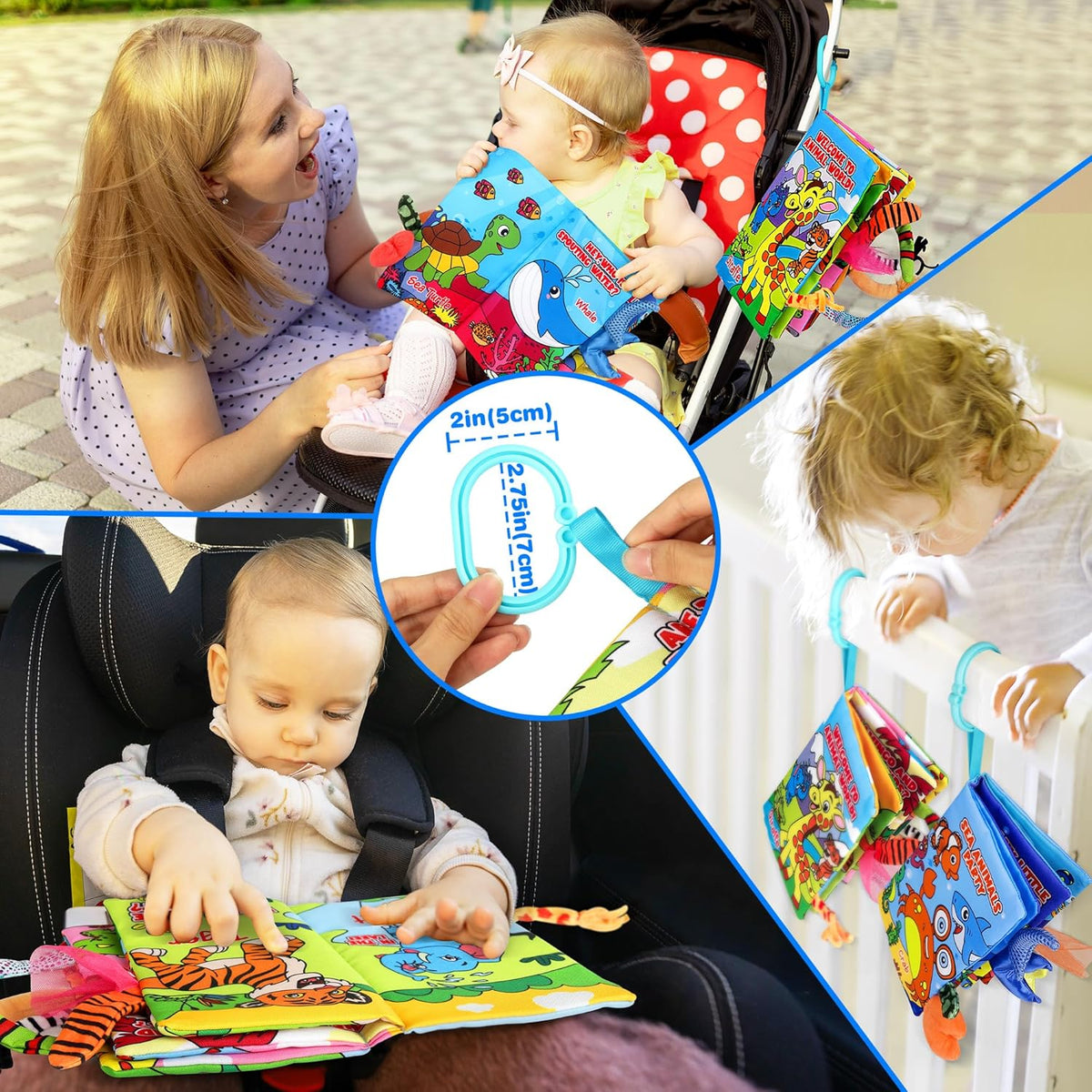Vanmor Soft Baby Books for 0-18 Month Olds – 2PCS Crinkle Cloth Books with Forest & Ocean Themes