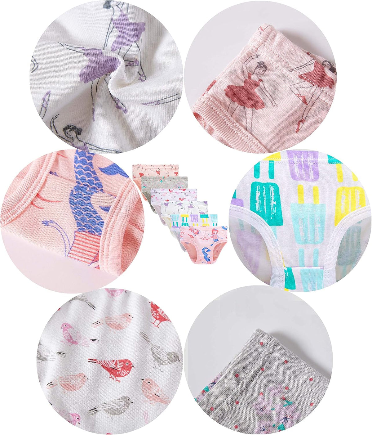 Cadidi Dinos Little Girls' Soft Cotton Underwear Kids Cool Breathable Comfort Panty Briefs Toddler