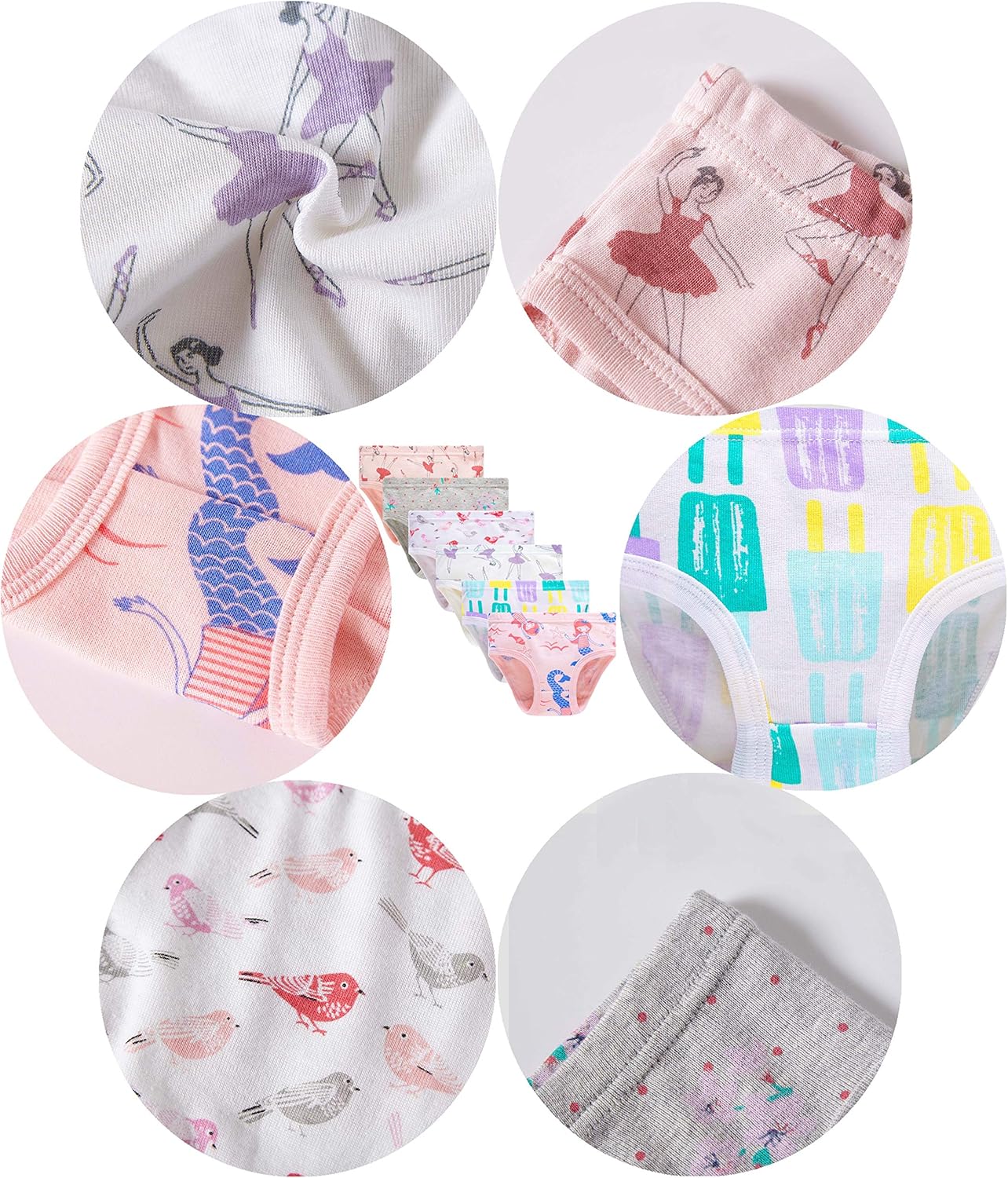 Cadidi Dinos Little Girls' Soft Cotton Underwear Kids Cool Breathable Comfort Panty Briefs Toddler