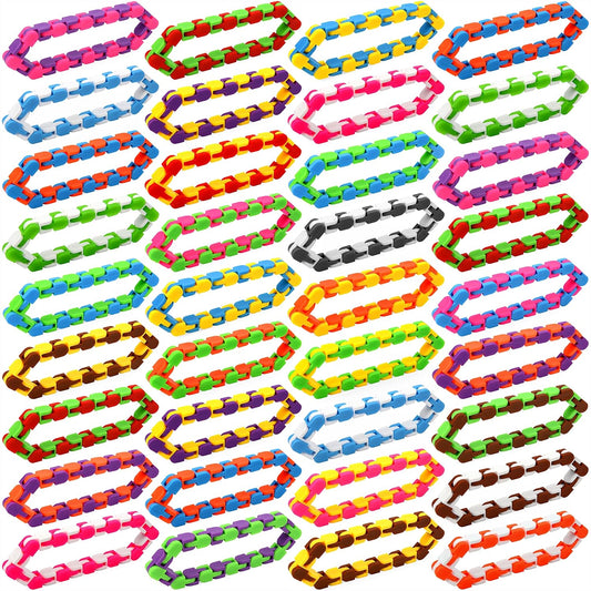 46 Pack 24 Links Wacky Tracks Snap and Click Fidget Toys,Fidget Snake Toy for Party Favors,Plastic
