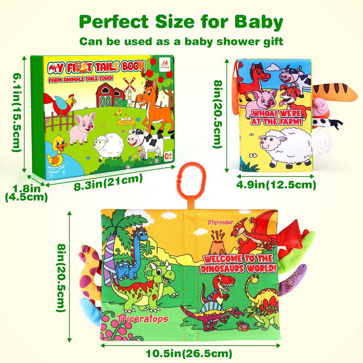 Vanmor 2 Pack Baby Cloth Books, High Contrast Sensory Crinkle Toys for 0-6 Months Infants, Soft