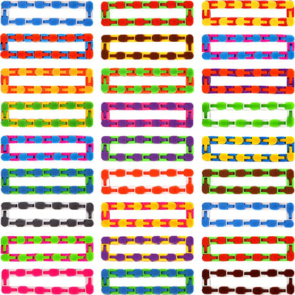 68 Pack 24 Links Wacky Tracks Snap and Click Fidget Toys,Fidget Snake Toy for Party Favors,Plastic