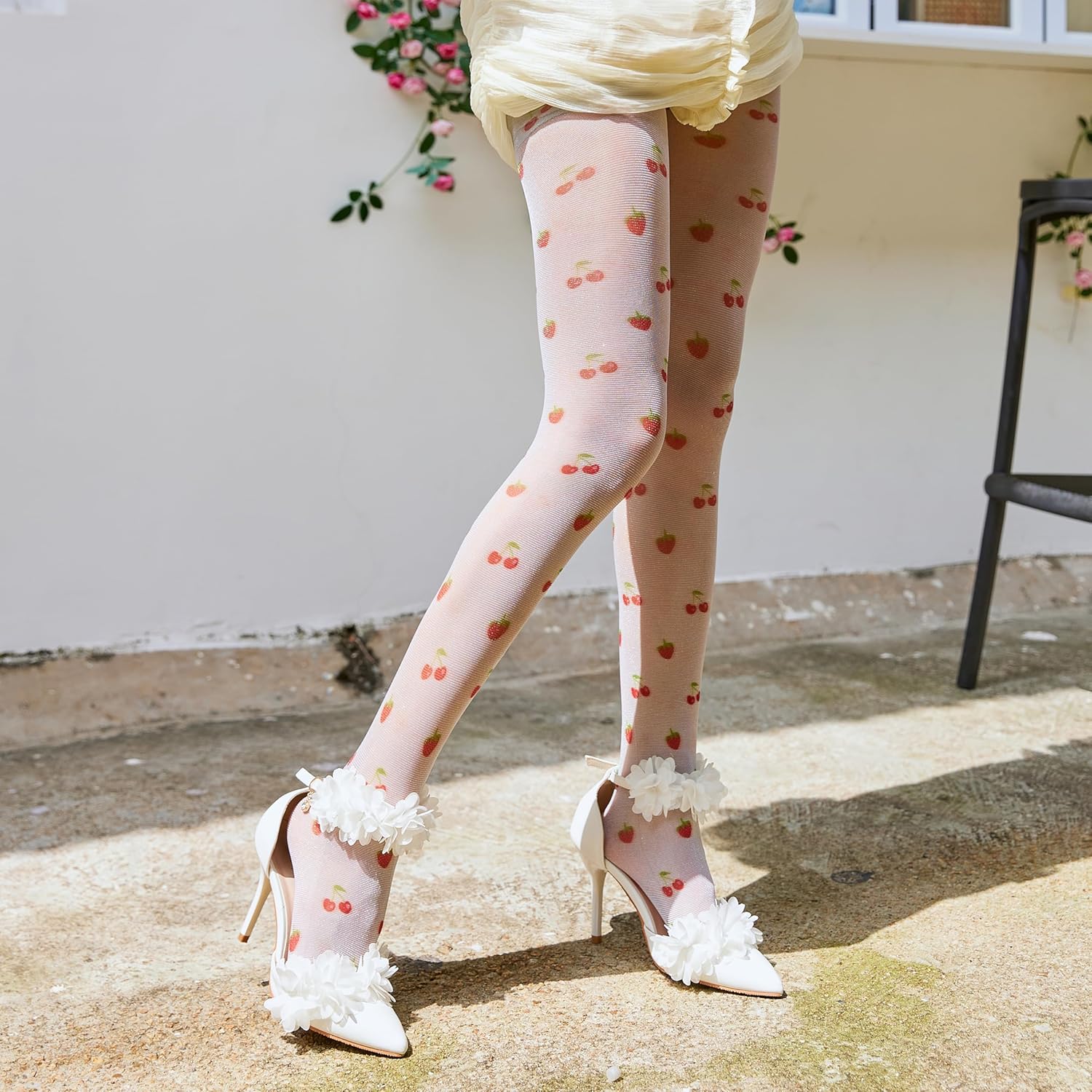 Sahabowi Women's Sheer Fashion Digital Print Fashions Stockings Metallic Silver Tights 1