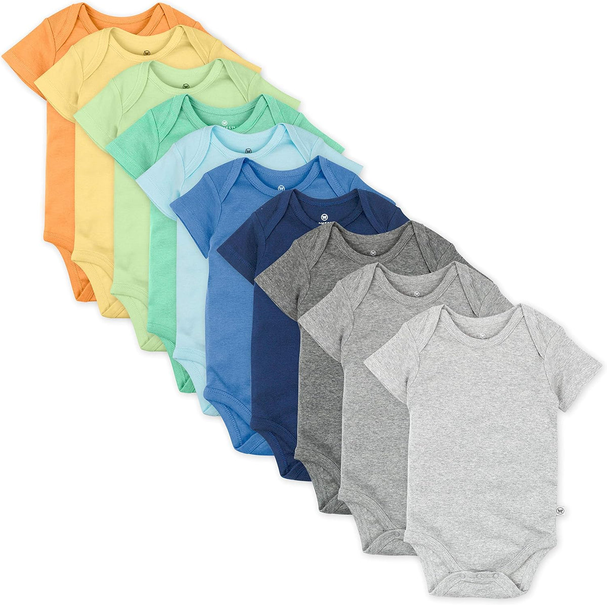 HonestBaby unisex-baby 10-pack Short Sleeve Bodysuits One-piece 100% Organic Cotton for Infant Baby