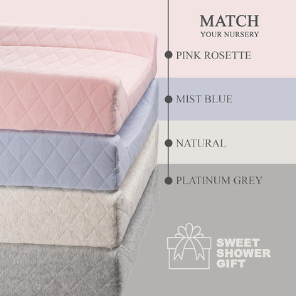 Organic Cotton Contoured Baby Changing Pad w/Waterproof Foam Mattress, Includes Soft, Removable &