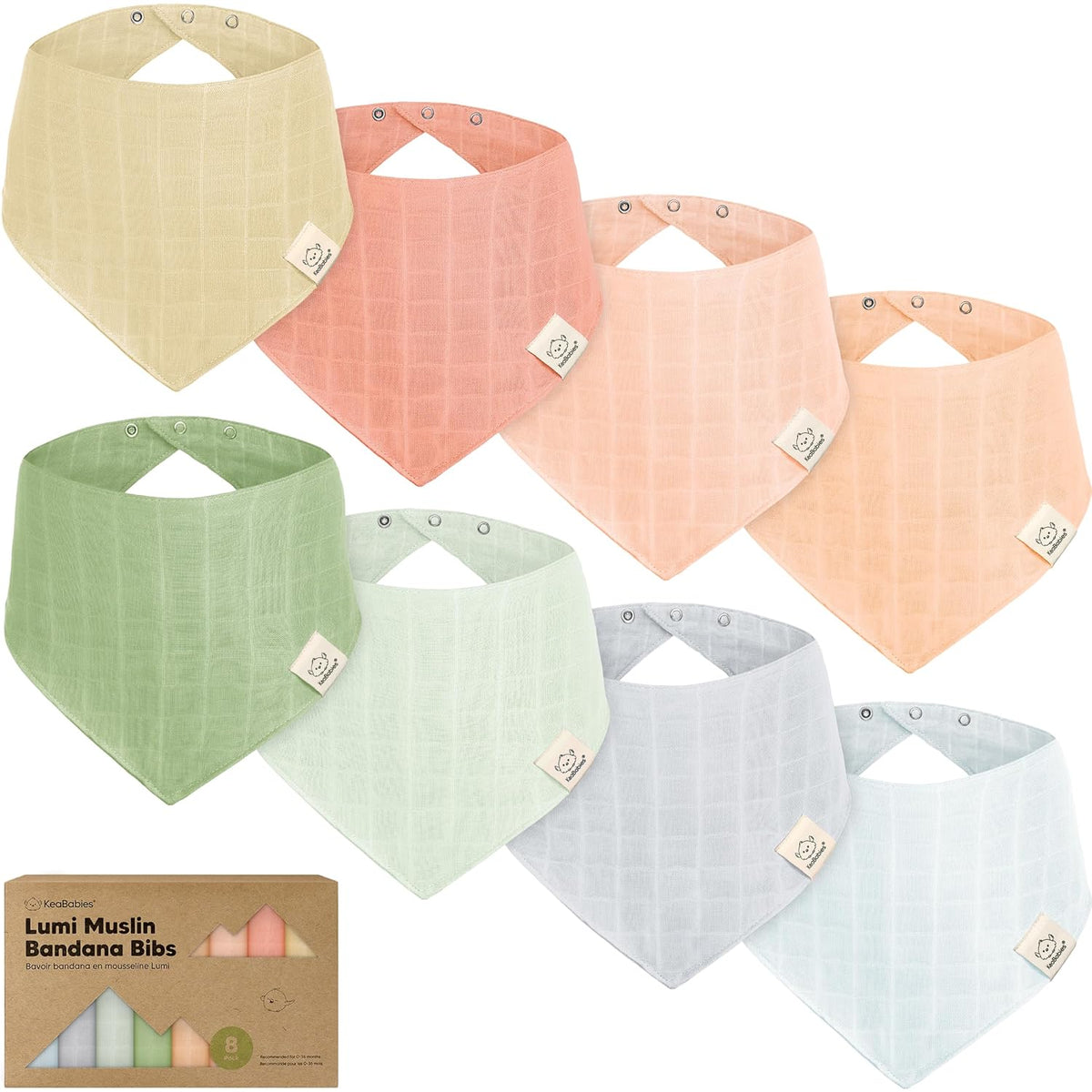 8-Pack Muslin Baby Bibs for Boys, Girls - Muslin Bandana Drool Bibs for Baby Girl & Boy, Drooling