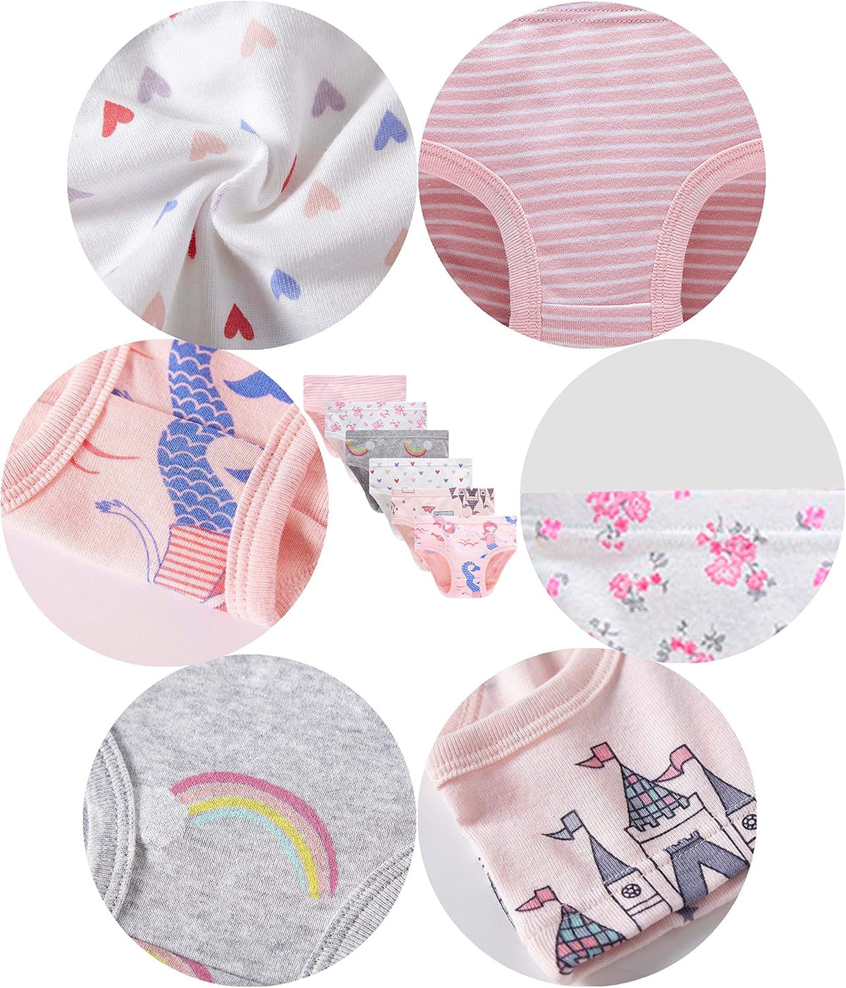 Cadidi Dinos Little Girls' Soft Cotton Underwear Kids Cool Breathable Comfort Panty Briefs Toddler
