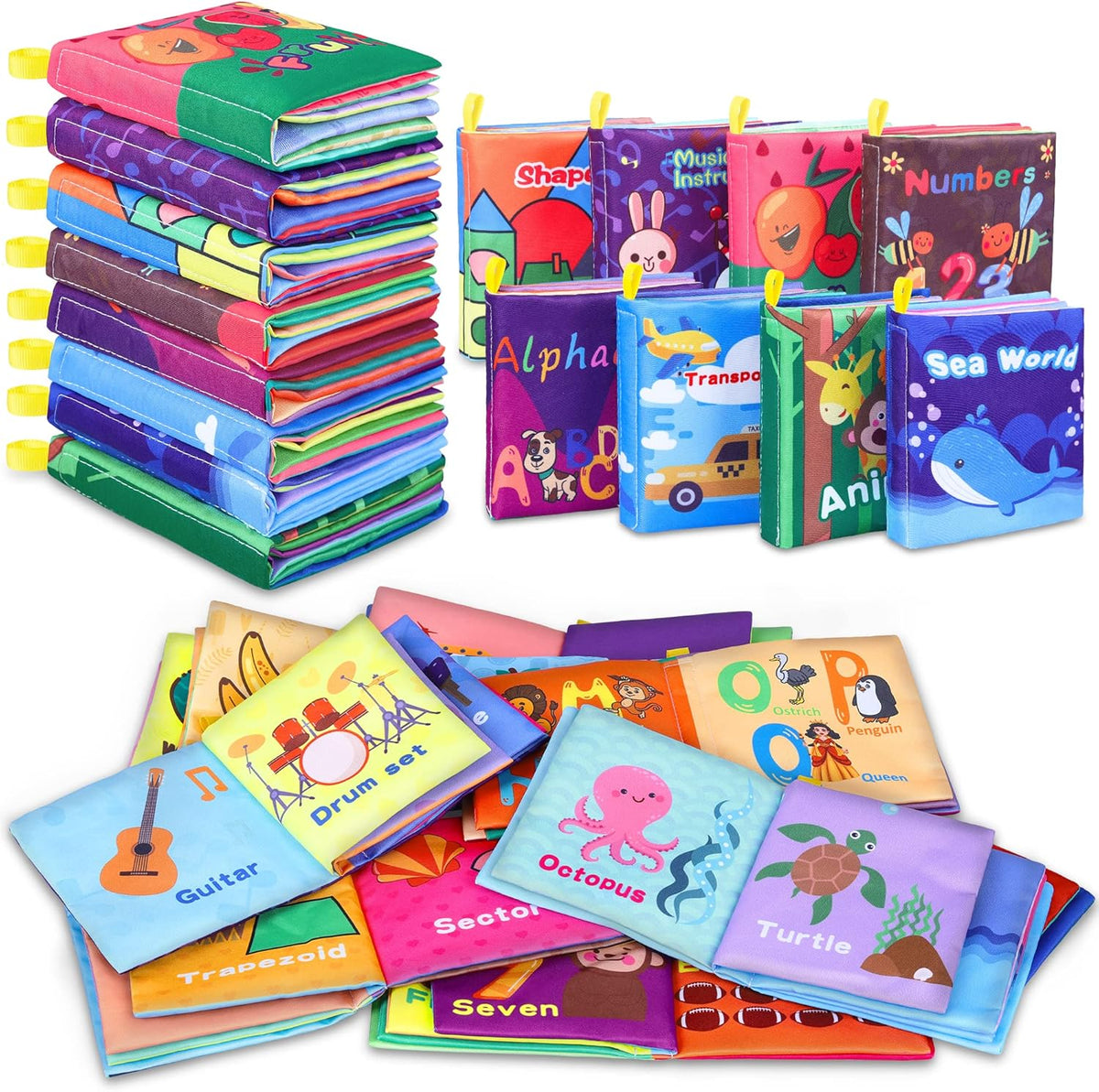 Baby Bath Books, Nontoxic Fabric Soft Baby Cloth Books, Early Education Toys, Waterproof Baby Books