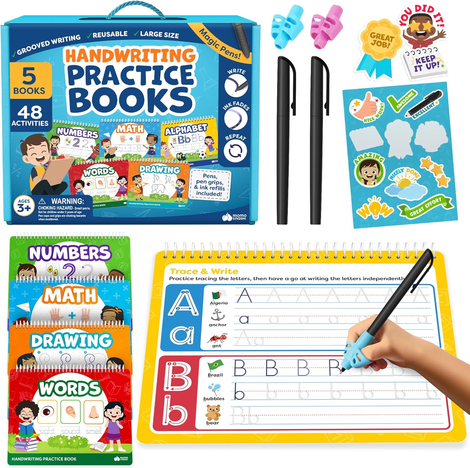 Magic Grooved Writing Practice for Kids - Grooved Handwriting Practice for Kids 5-7 8-10- Magic