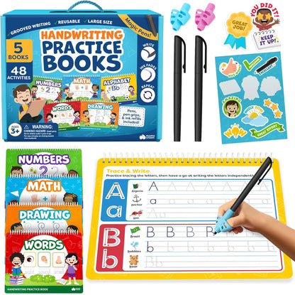 Magic Grooved Writing Practice for Kids - Grooved Handwriting Practice for Kids 5-7 8-10- Magic