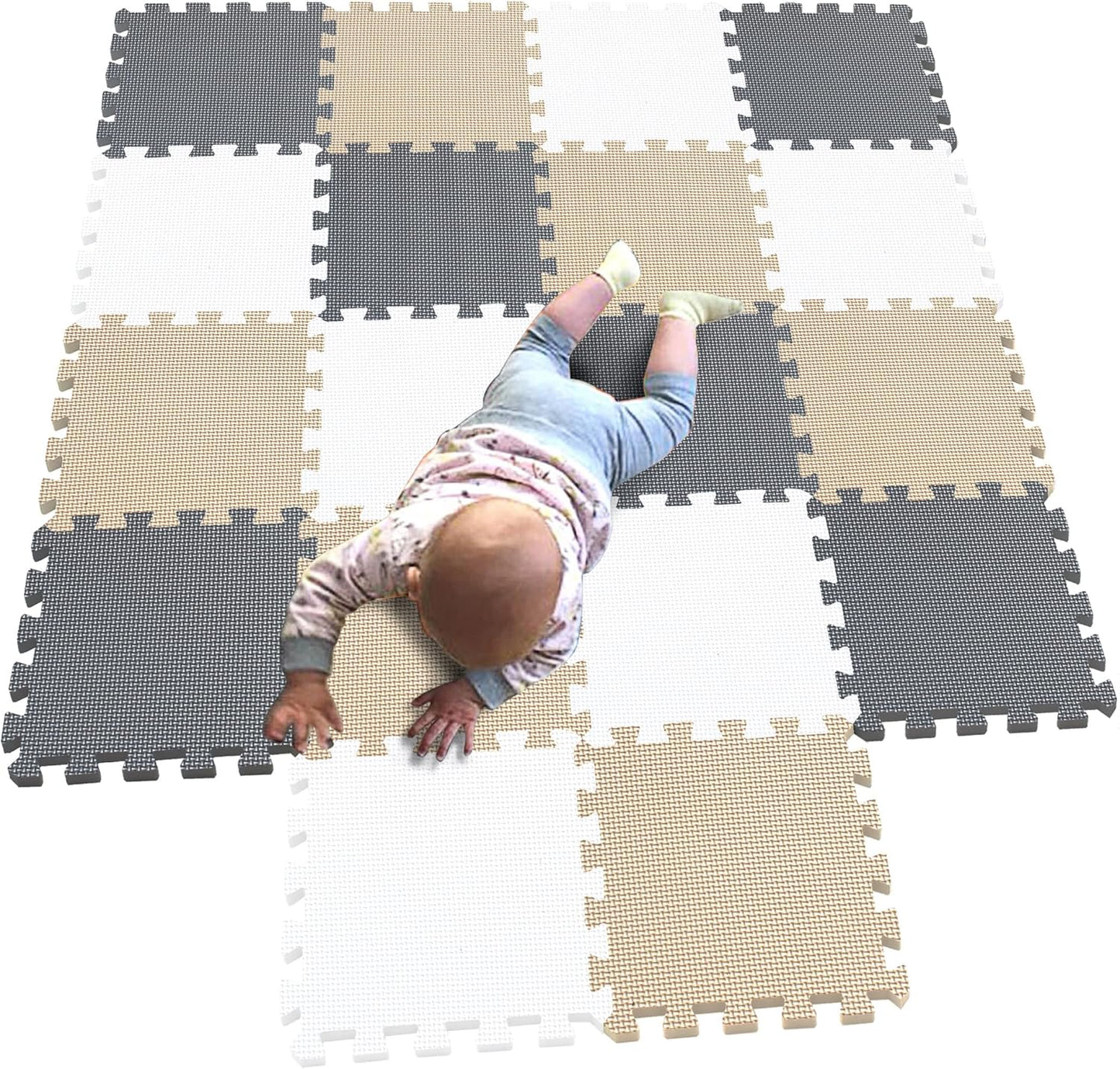 MQIAOHAM® 18 Pieces Puzzle Play Mats, Soft Baby Play Mat, Kids Interlocking Foam Floor Tiles