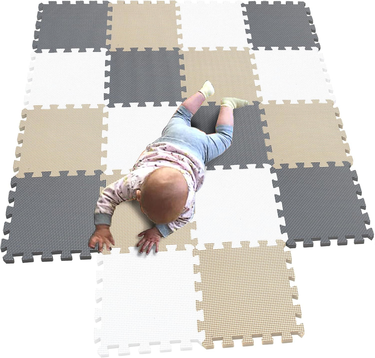 MQIAOHAM® 18 Pieces Puzzle Play Mats, Soft Baby Play Mat, Kids Interlocking Foam Floor Tiles
